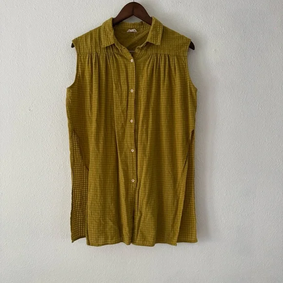 Anthropologie Checkered Tunic Hem Thread Medium Cottagecore Coastal Cowgirl Boho - Picture 13 of 14